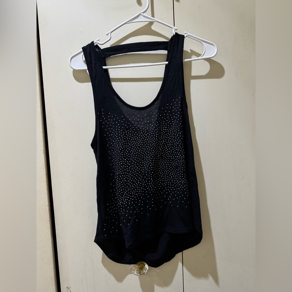 Black Sleeveless Top with Silver Accents